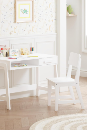Kids Desk and Chair Set, Study Desk for Kids with Drawers, Wooden Children Table Set, Student Writing Desk Computer Workstation for Bedroom & Study Room
